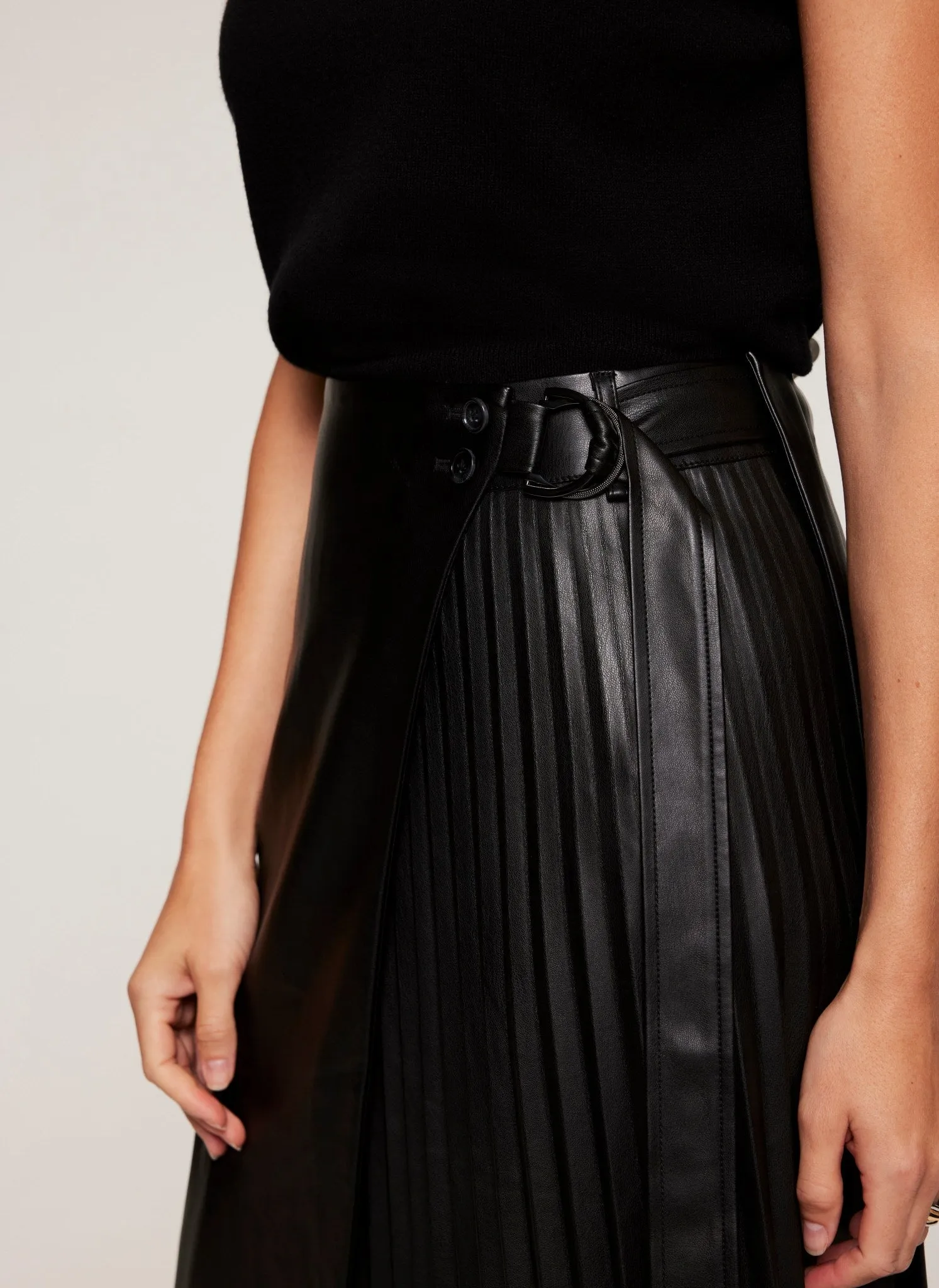 Black Faux Leather Midi Skirt sold by Mint Velvet product image thumbnail 4