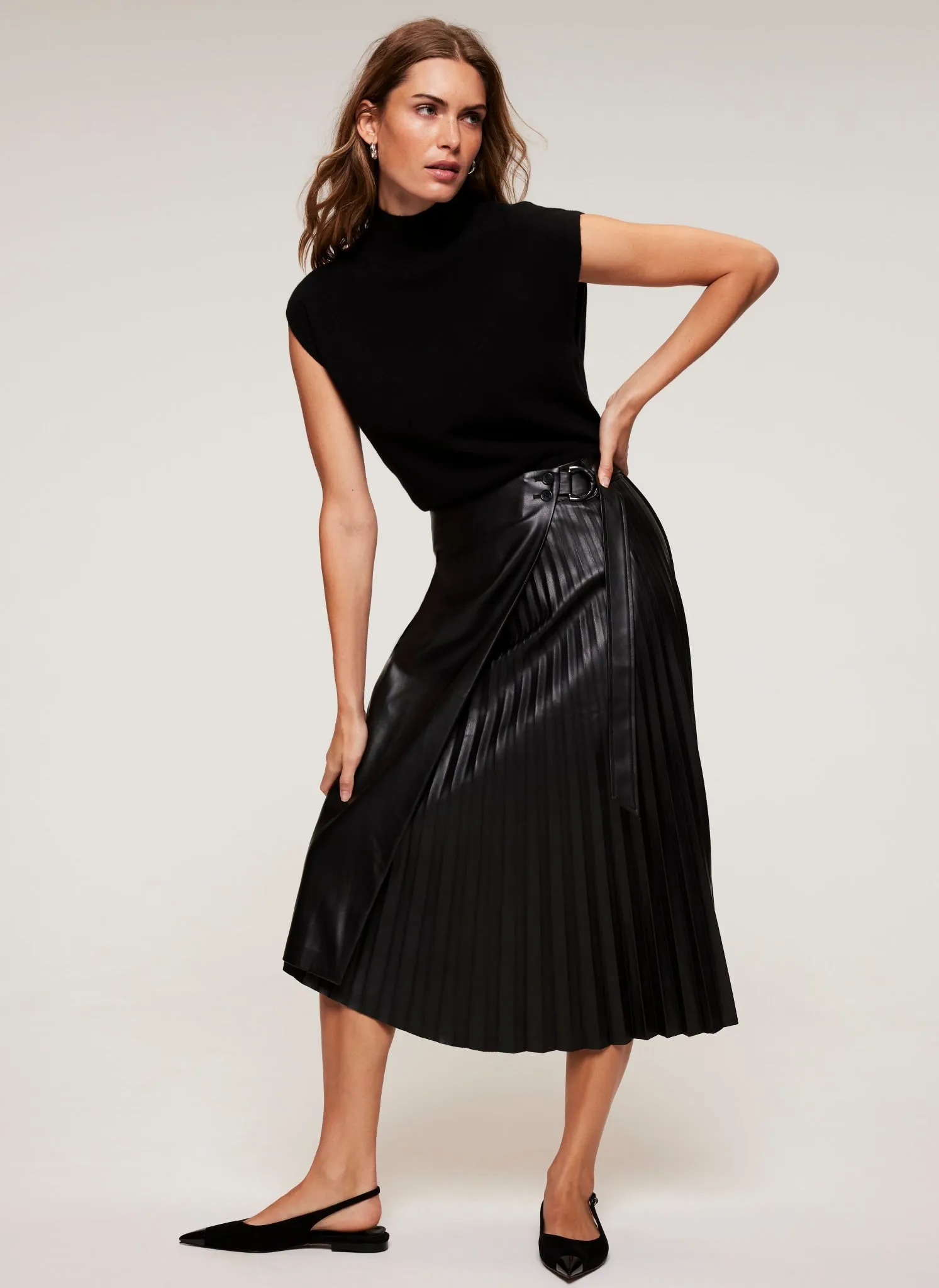 Black Faux Leather Midi Skirt sold by Mint Velvet product image thumbnail 5