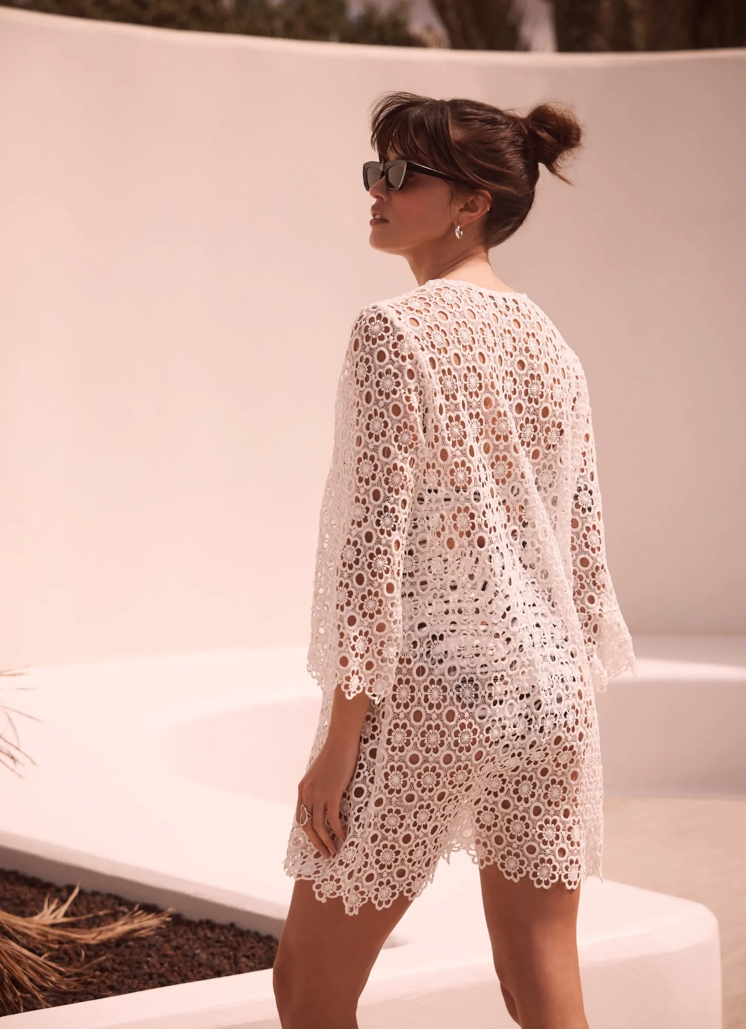 White Floral Lace Mini Dress Cover Up sold by Mint Velvet product image thumbnail 2
