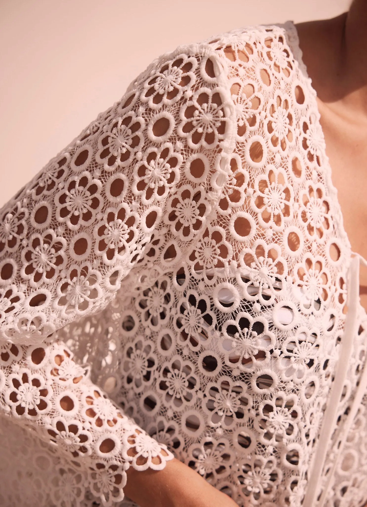 White Floral Lace Mini Dress Cover Up sold by Mint Velvet product image thumbnail 3