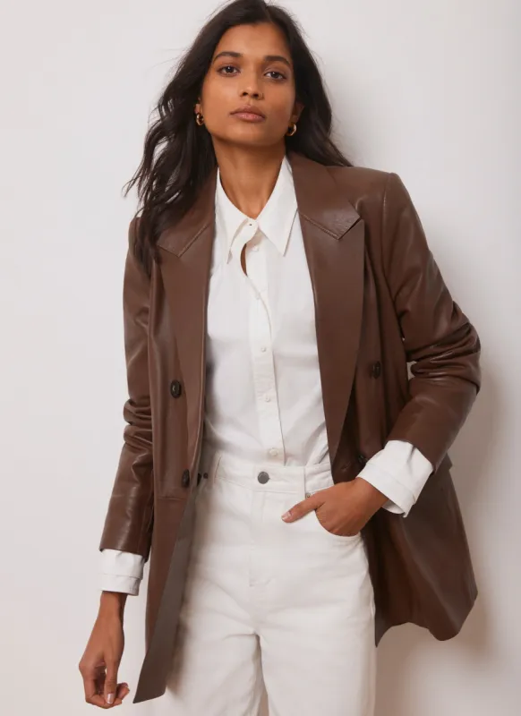 Tan Leather Blazer sold by Mint Velvet