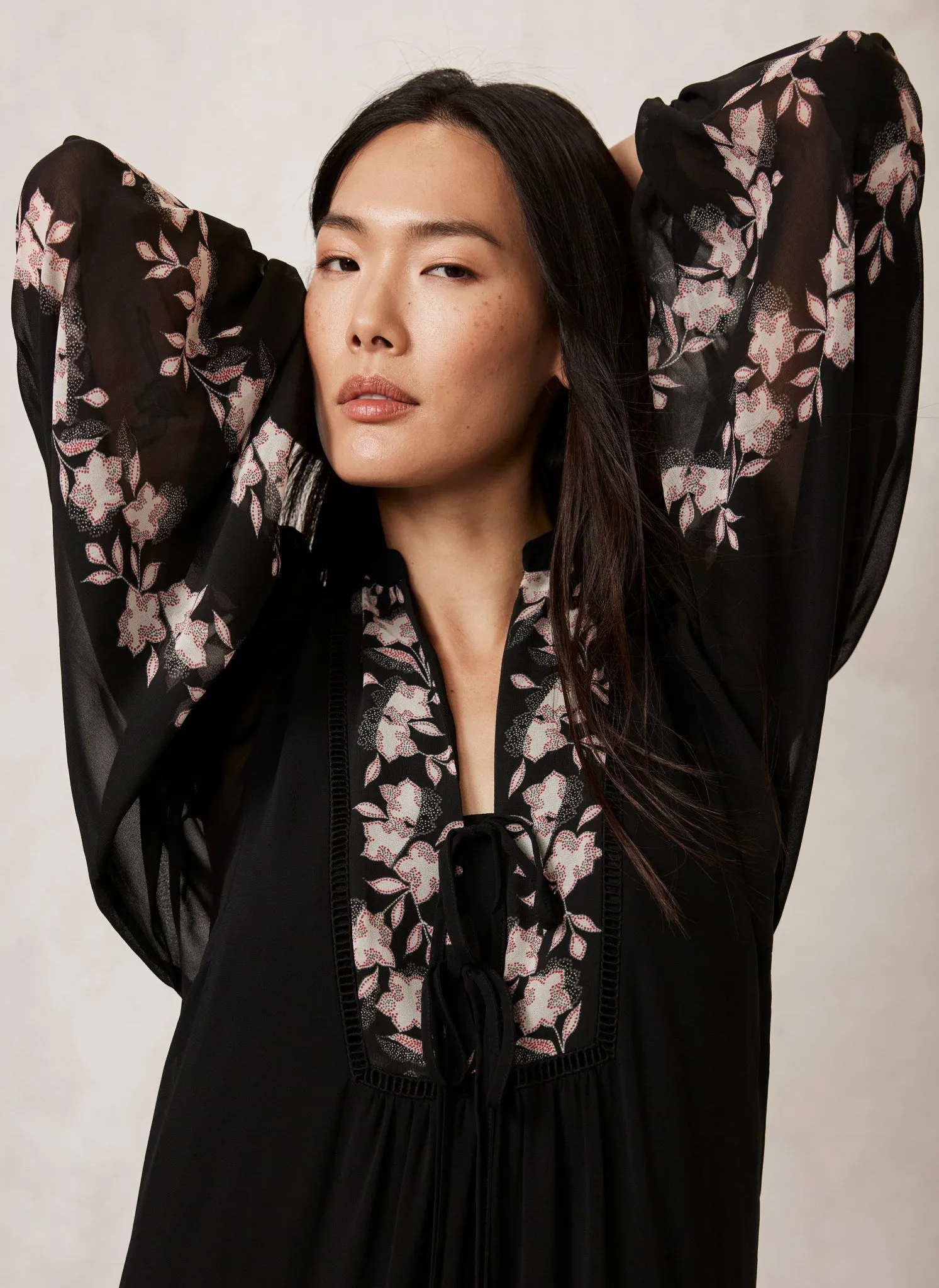 Black Floral Print Mini Dress sold by Mint Velvet product image thumbnail 2