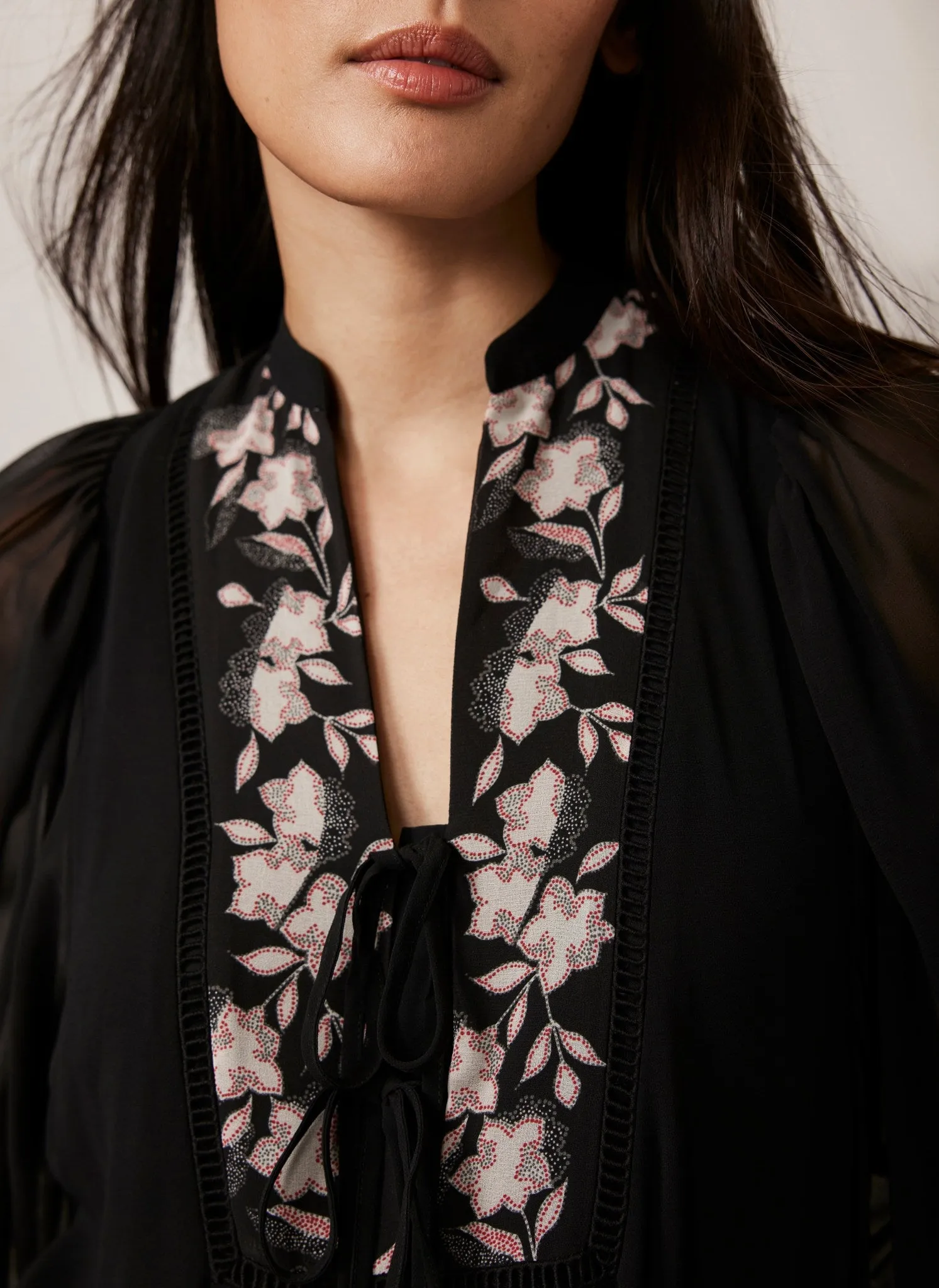 Black Floral Print Mini Dress sold by Mint Velvet product image thumbnail 4