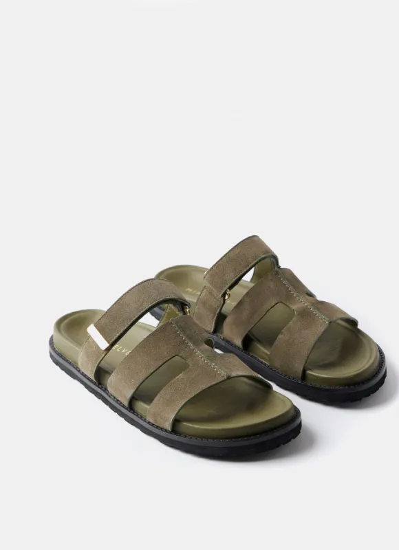 Khaki Leather Chunky Sandals sold by Mint Velvet