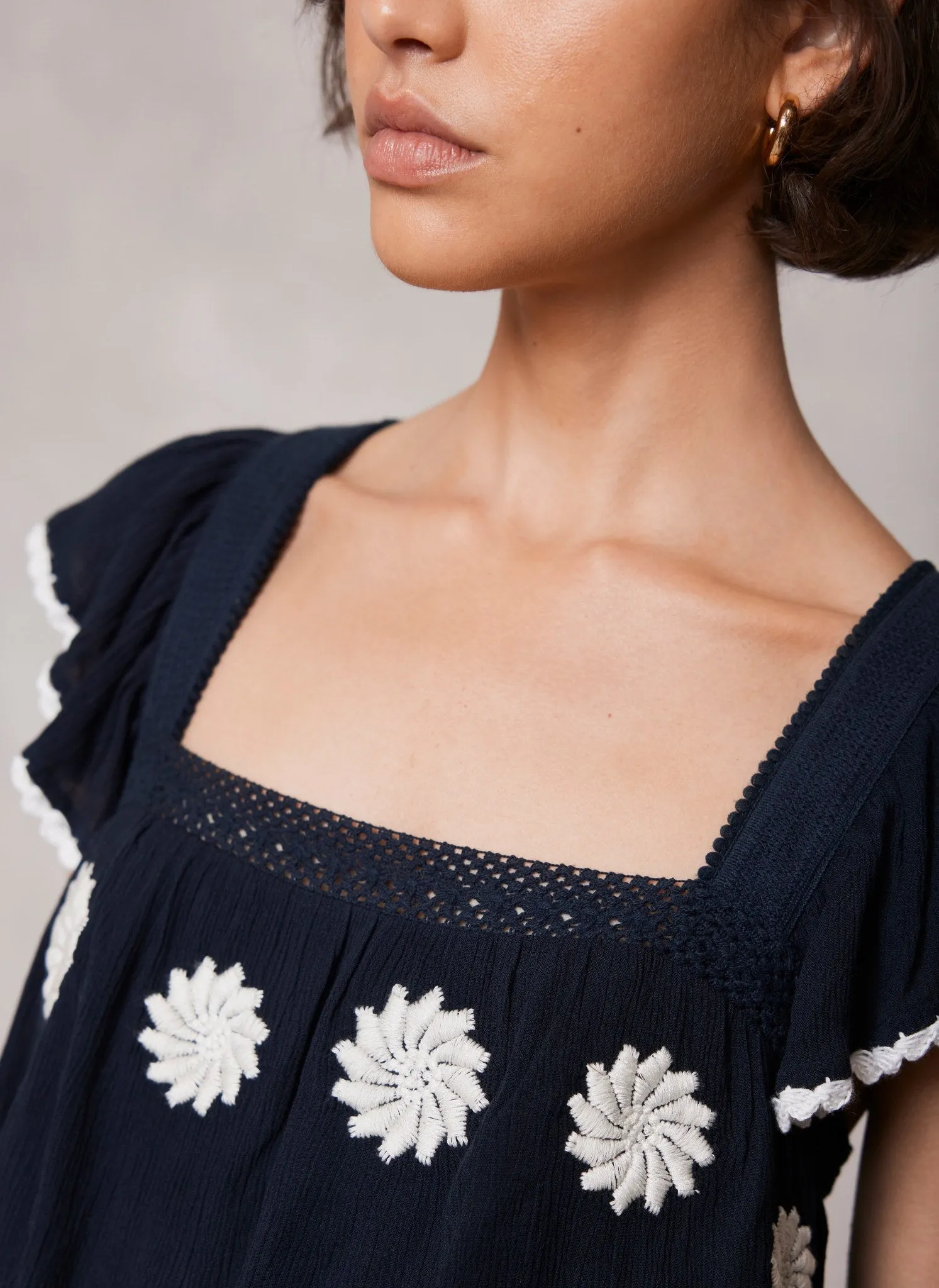 Navy Floral Embroidered Top sold by Mint Velvet product image thumbnail 5