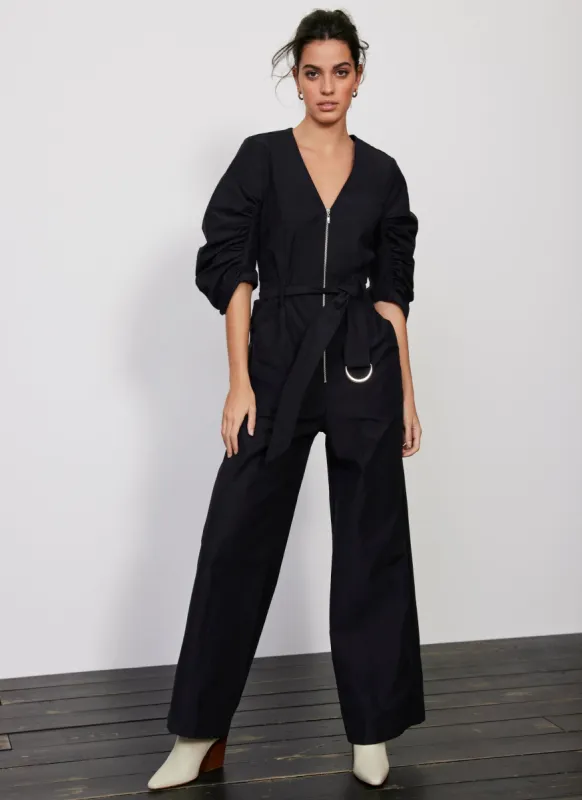 Black Ruched Sleeve Jumpsuit sold by Mint Velvet