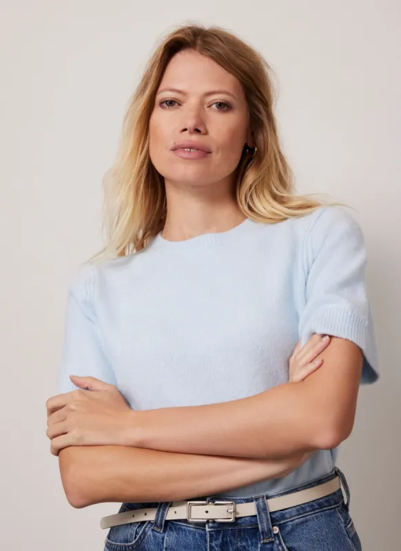 Blue Wool Blend Knit T-Shirt sold by Mint Velvet