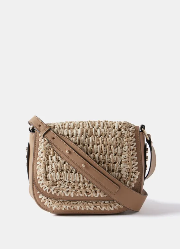 Tan Woven Saddle Bag sold by Mint Velvet