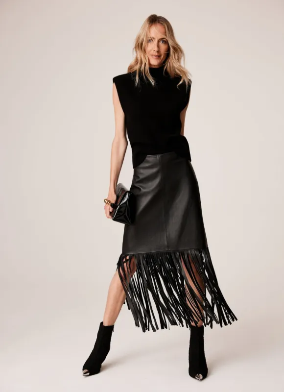 Black Leather Midi Skirt sold by Mint Velvet