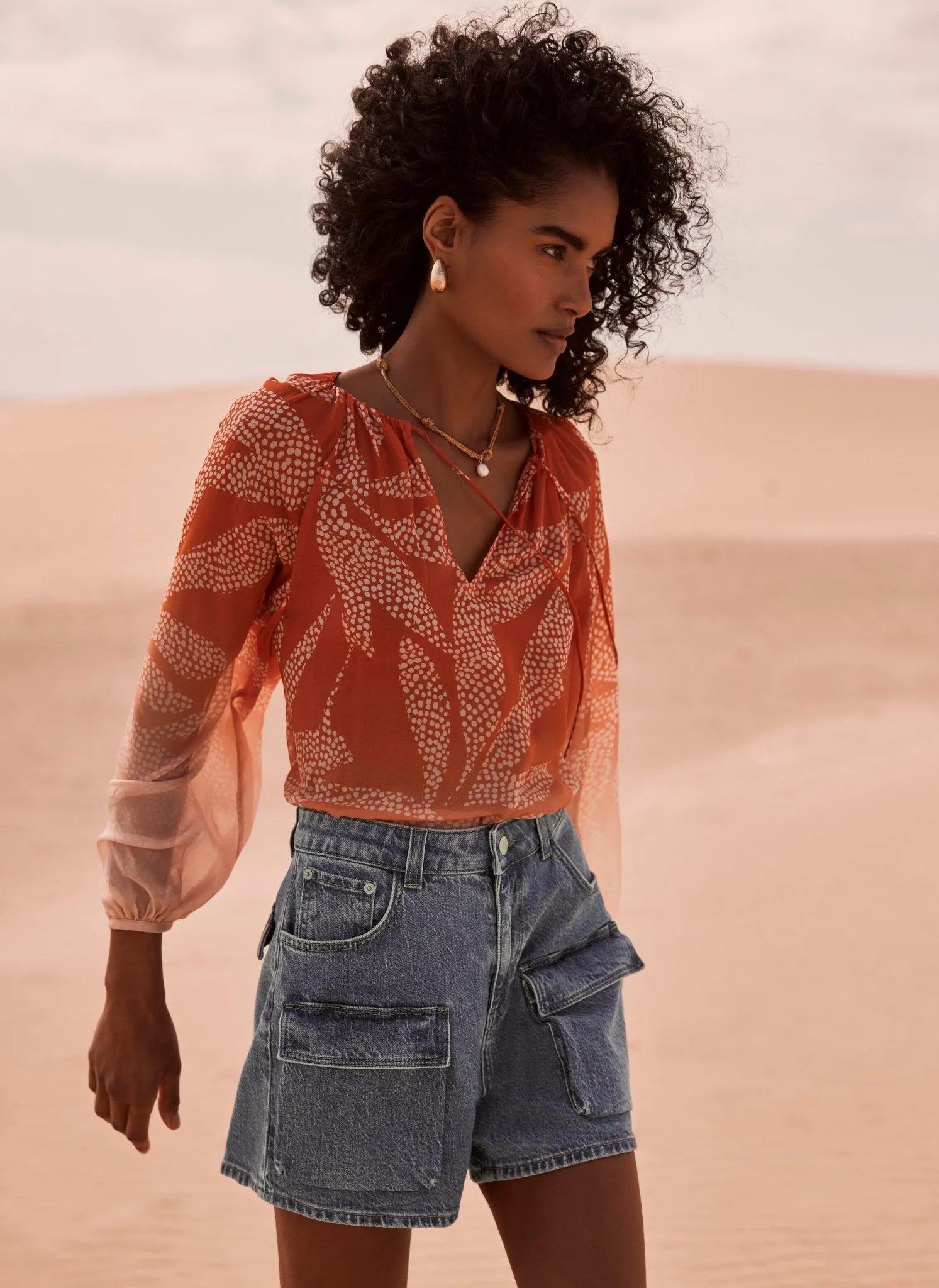 Orange Abstract Print Blouse sold by Mint Velvet product image thumbnail 3