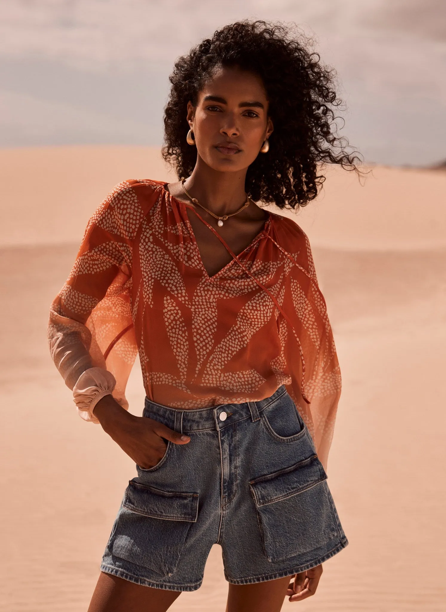 Orange Abstract Print Blouse sold by Mint Velvet