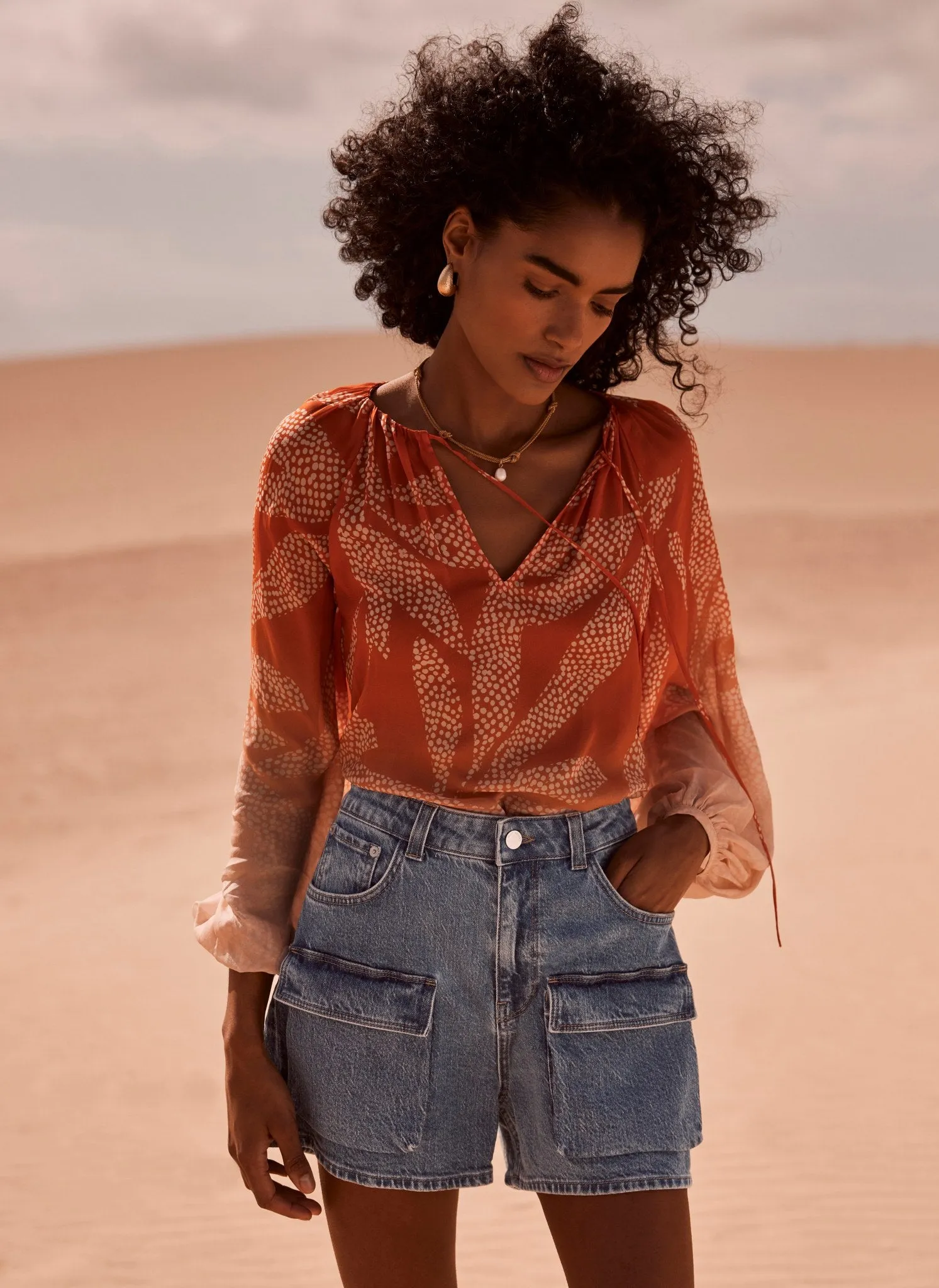 Orange Abstract Print Blouse sold by Mint Velvet product image thumbnail 4