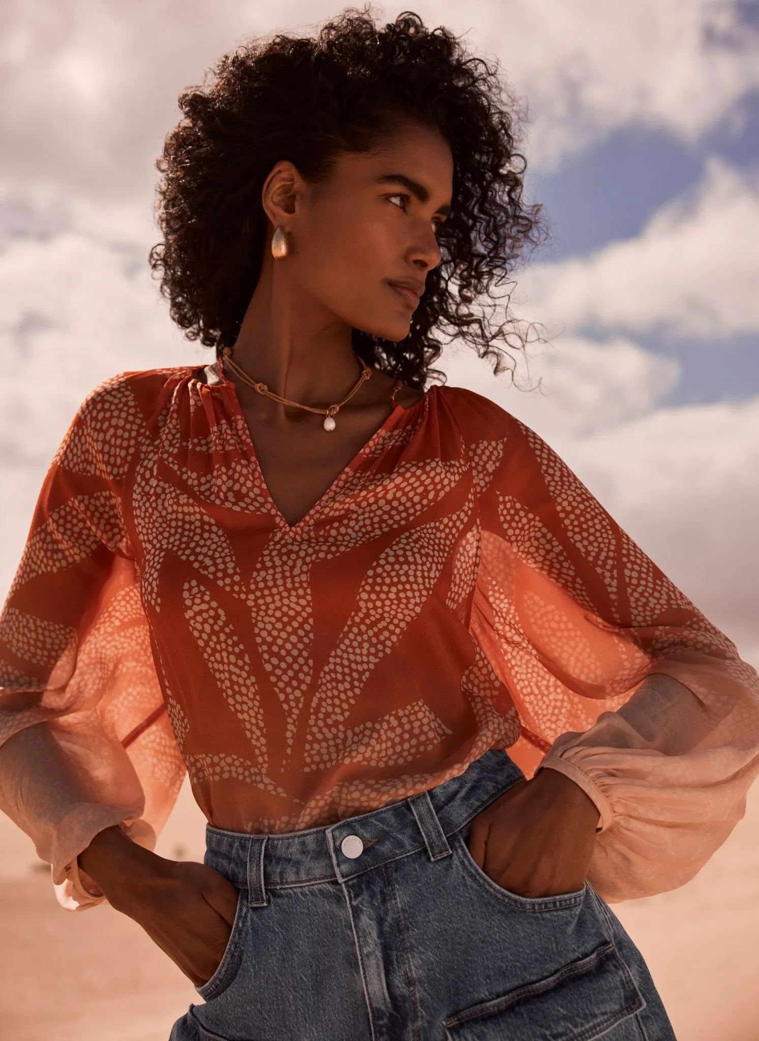 Orange Abstract Print Blouse sold by Mint Velvet product image thumbnail 2