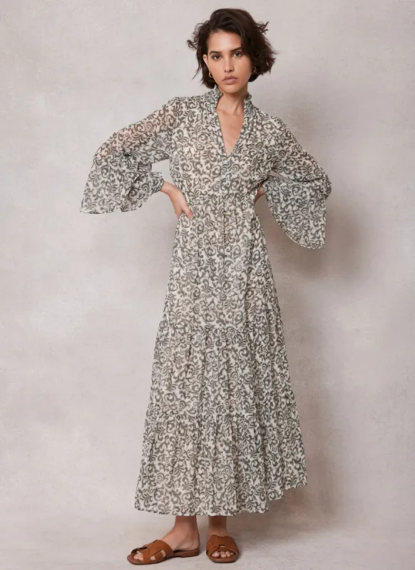 Khaki Floral Print Maxi Dress sold by Mint Velvet