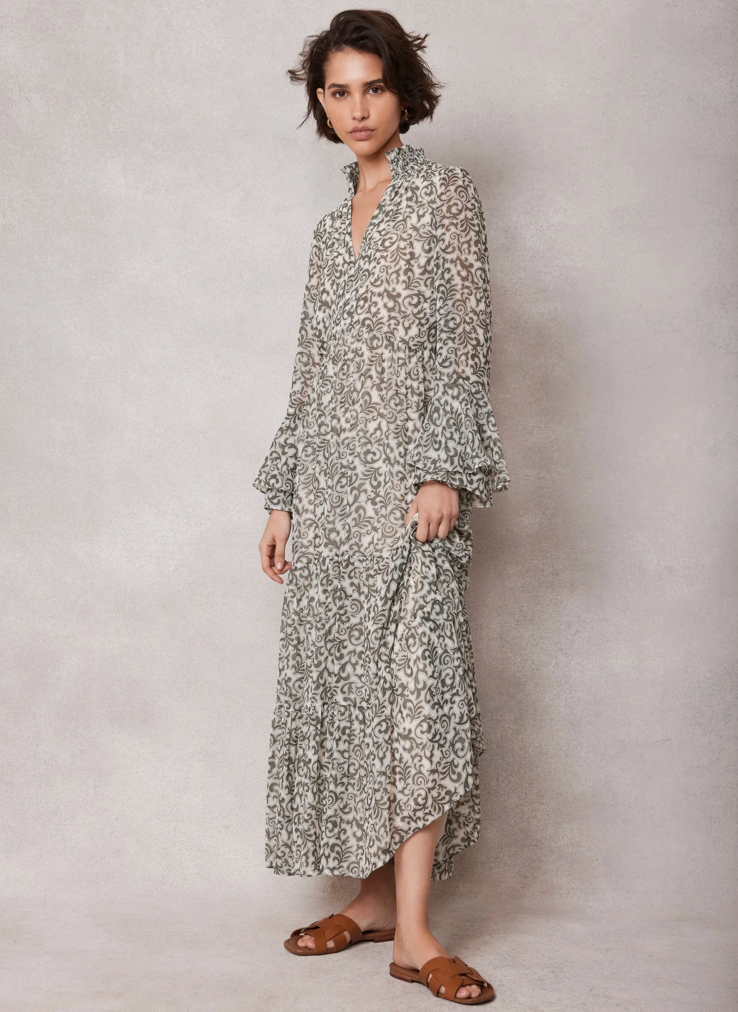 Khaki Floral Print Maxi Dress sold by Mint Velvet product image thumbnail 5