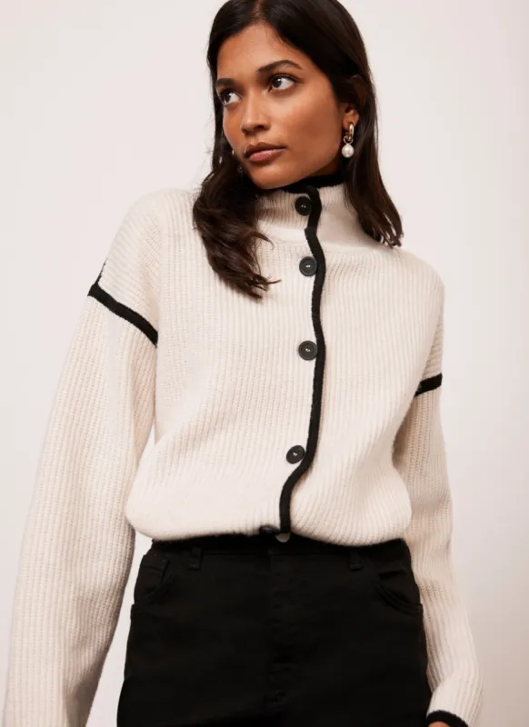 Cream Contrast Tipped Cardigan sold by Mint Velvet