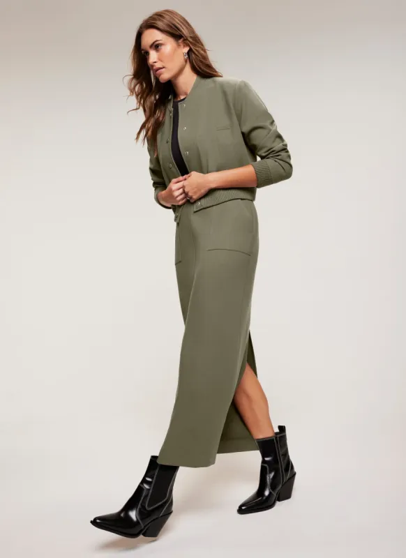 Khaki Structured Maxi Skirt sold by Mint Velvet