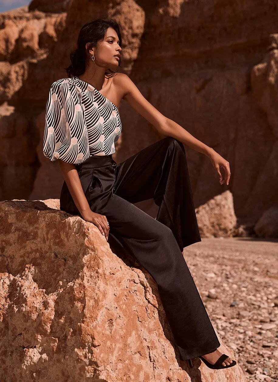 Black Satin Wide Leg Trousers sold by Mint Velvet product image thumbnail 2