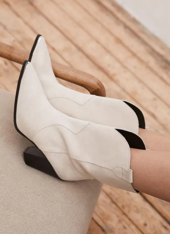 Cleo Cream Cowboy Boots sold by Mint Velvet