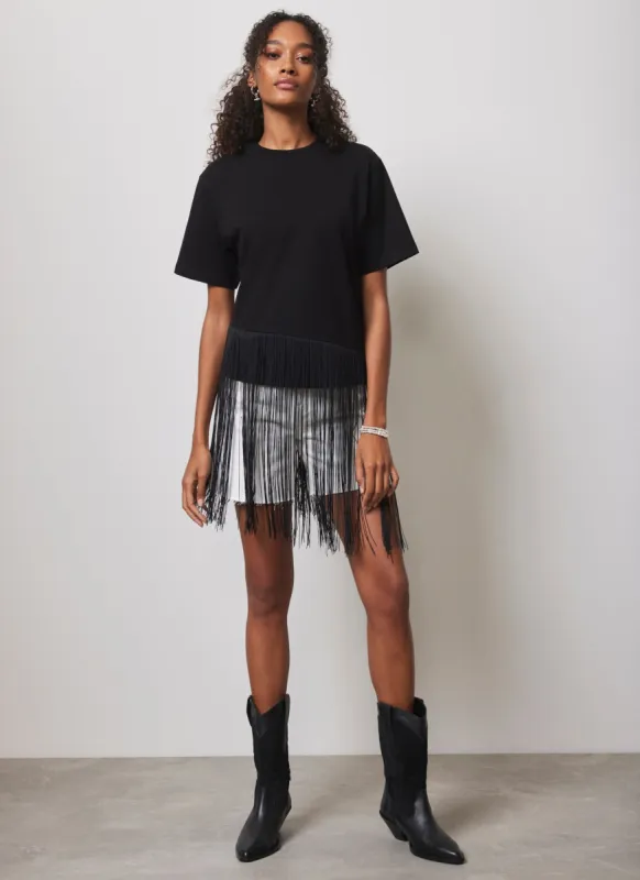 Black Fringed T-Shirt sold by Mint Velvet