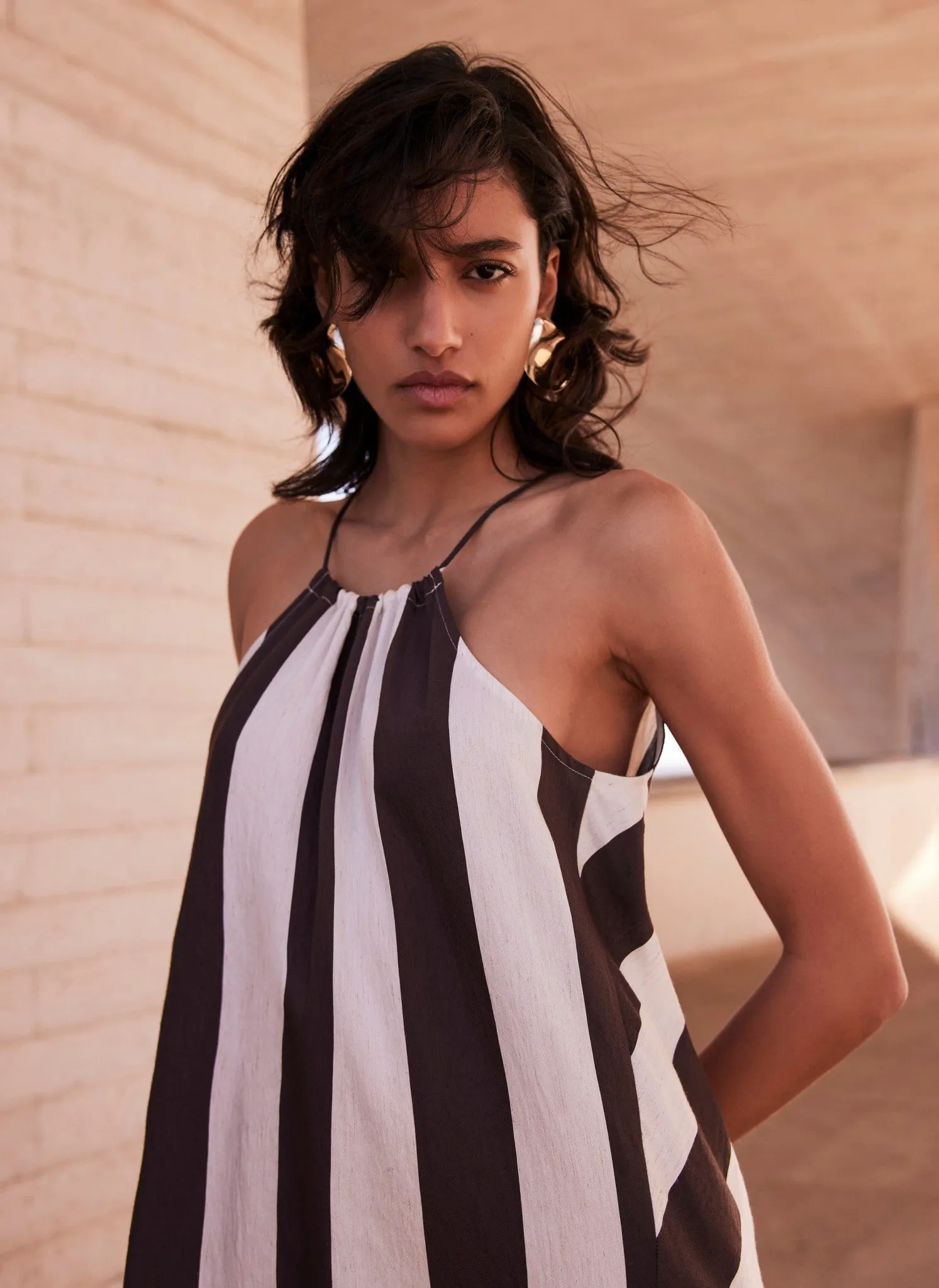 Brown Stripe Halter Maxi Dress sold by Mint Velvet product image thumbnail 2