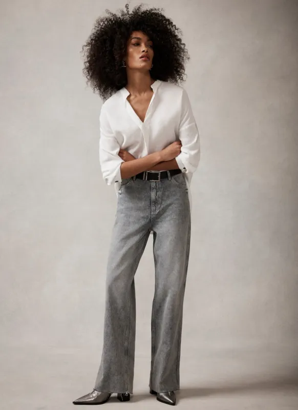 Grey Washed Relaxed Wide Jeans sold by Mint Velvet