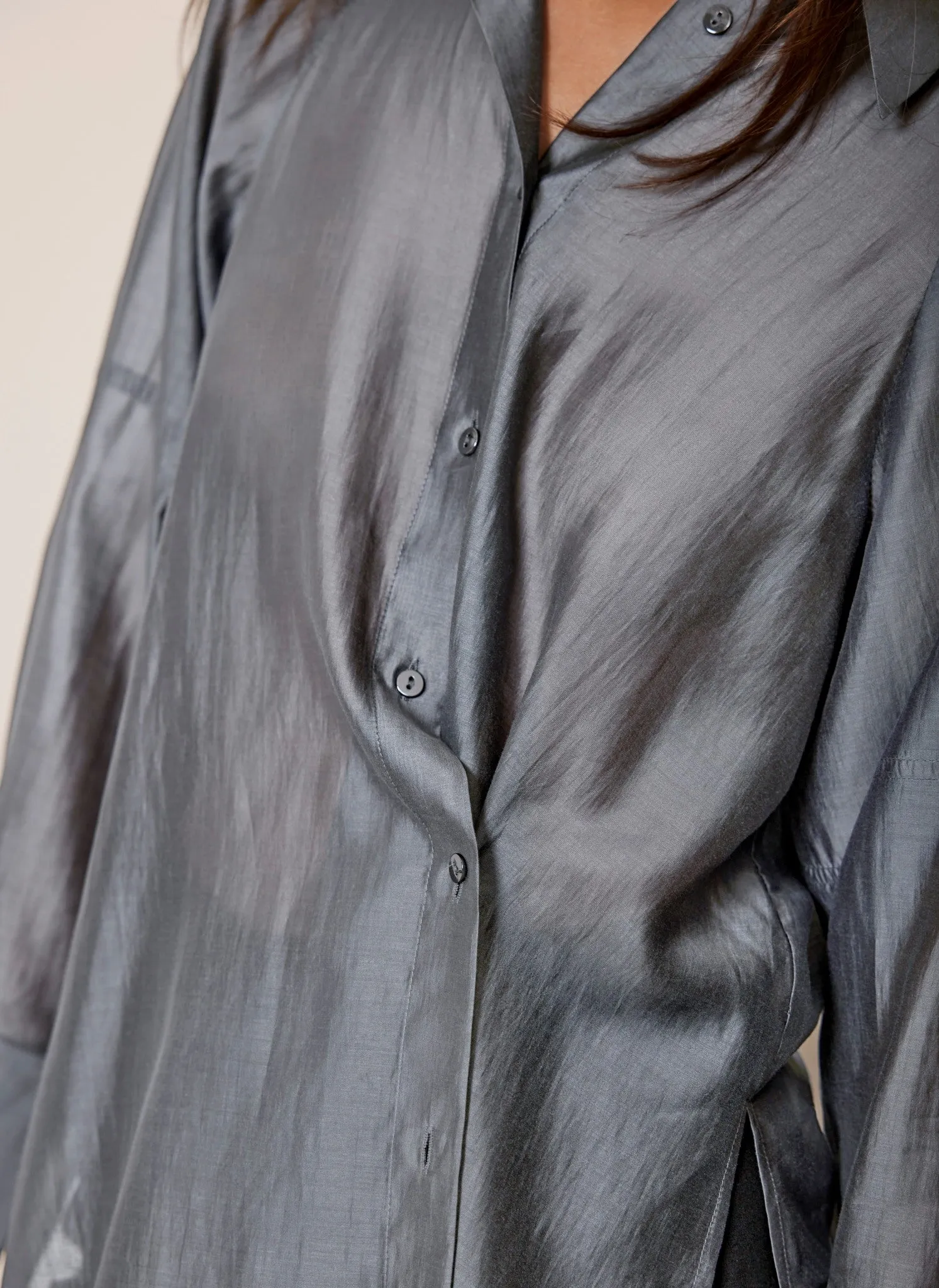 Grey Sheer Long Sleeve Shirt sold by Mint Velvet product image thumbnail 5
