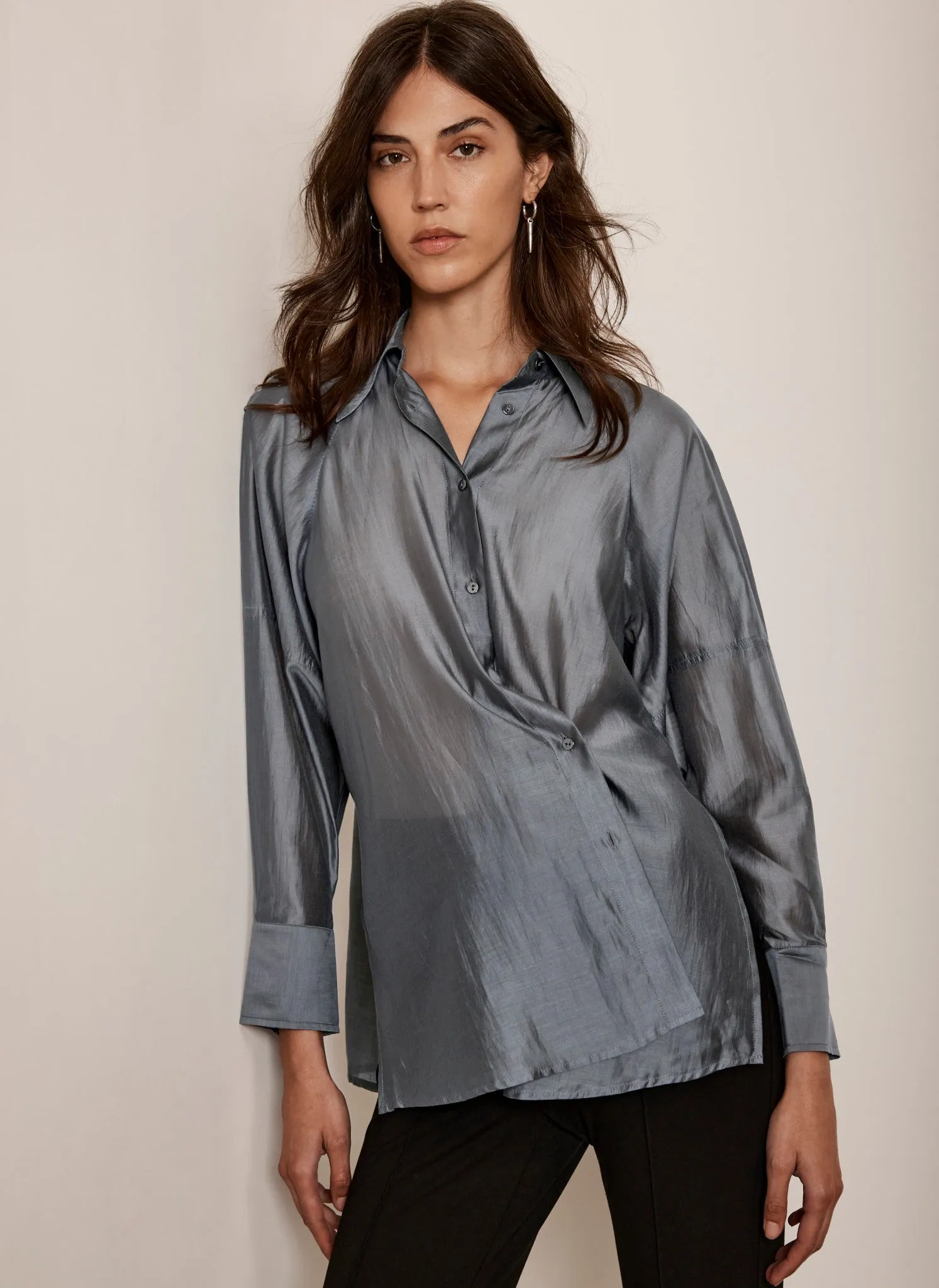 Grey Sheer Long Sleeve Shirt sold by Mint Velvet