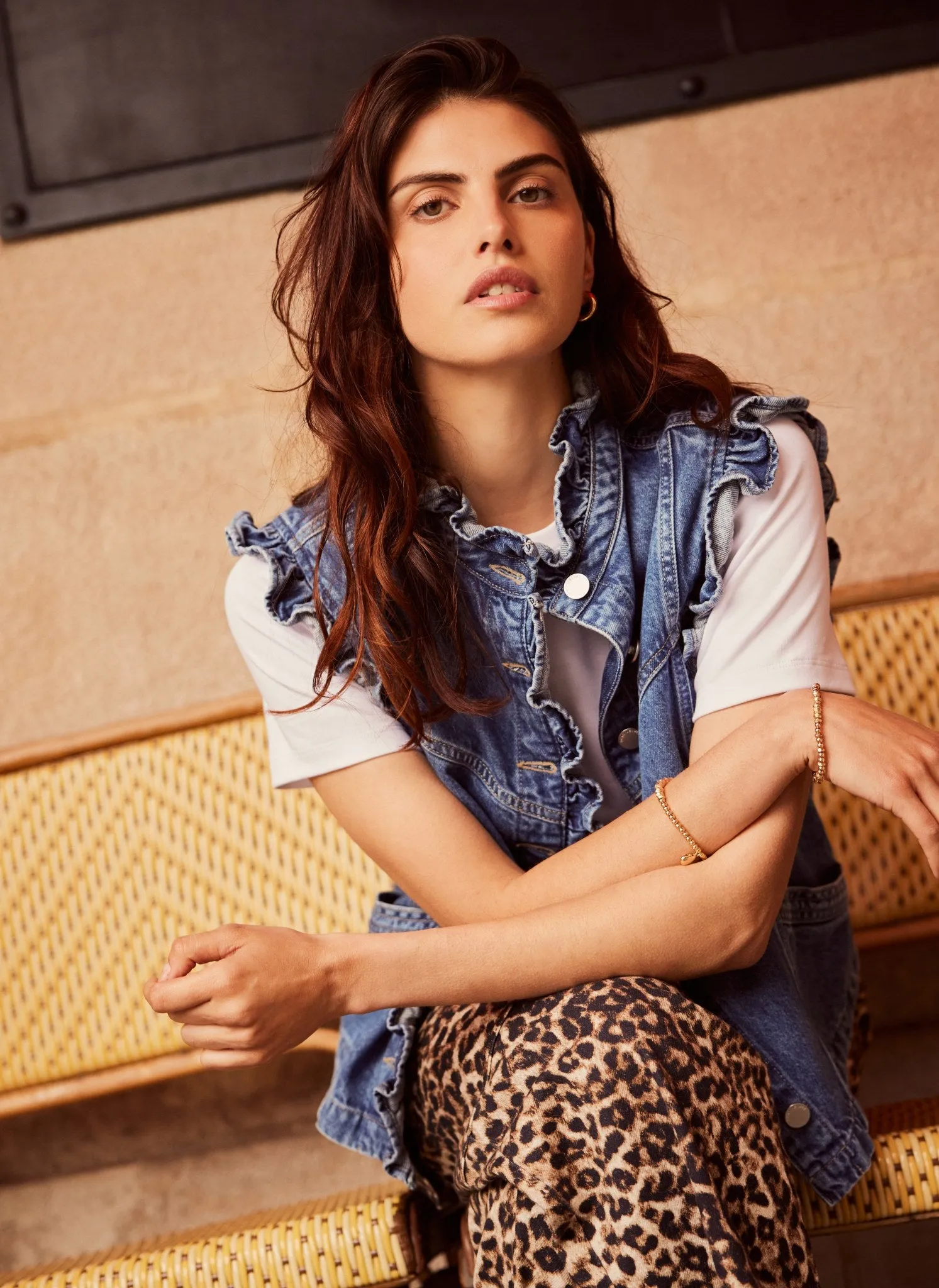 Indigo Denim Ruffle Gilet sold by Mint Velvet product image thumbnail 3