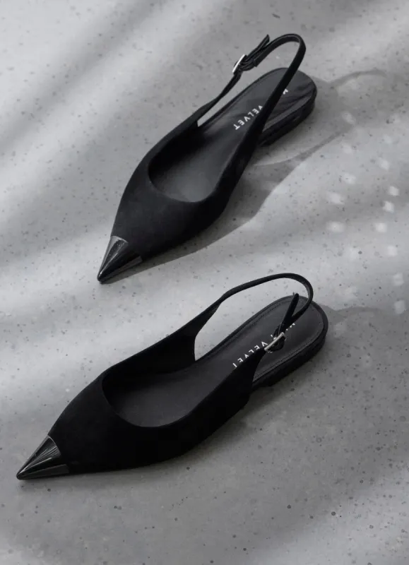 Black Suede Toe Cap Flats sold by Mint Velvet