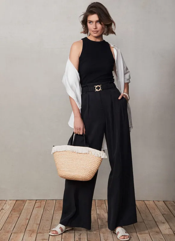 Black Paperbag Belted Trousers sold by Mint Velvet