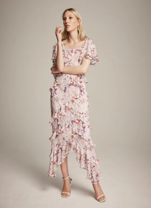 Floral Ruffle Maxi Dress sold by Mint Velvet