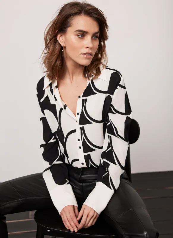 Black Geometric Print Shirt sold by Mint Velvet