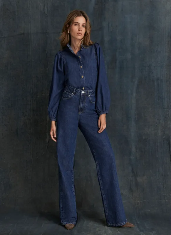 Mid Indigo Workable Wide Jeans sold by Mint Velvet