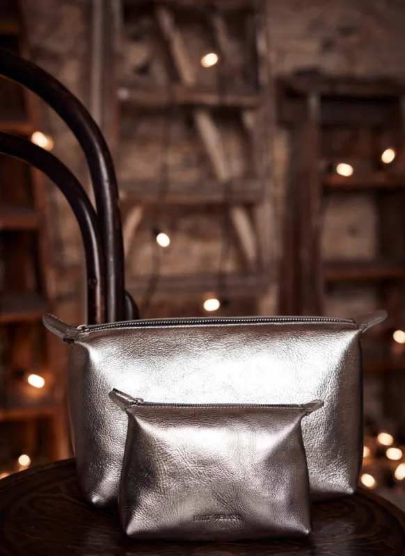 Silver Leather Large Washbag sold by Mint Velvet