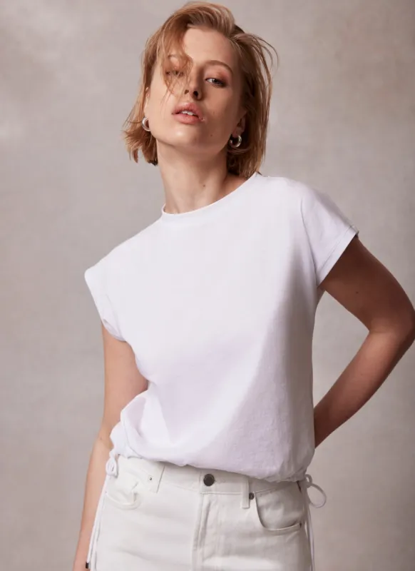 White Cotton Drawstring Top sold by Mint Velvet