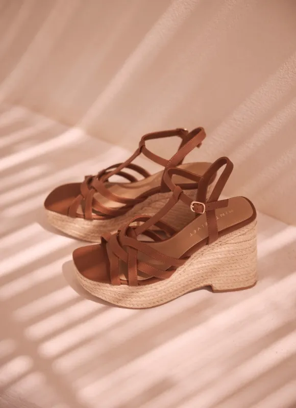 Tan Leather Espadrille Wedges sold by Mint Velvet