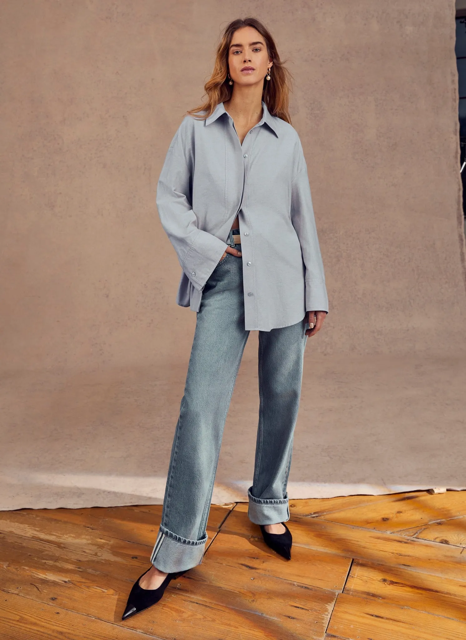 Blue Oversized Cotton Shirt sold by Mint Velvet product image thumbnail 4