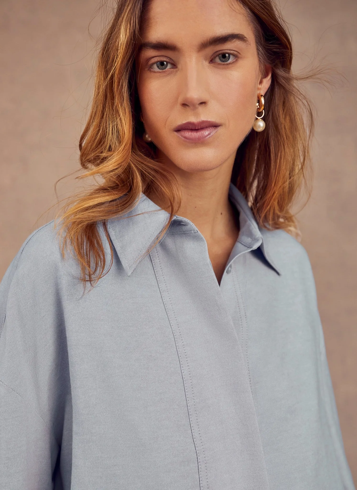 Blue Oversized Cotton Shirt sold by Mint Velvet product image thumbnail 3