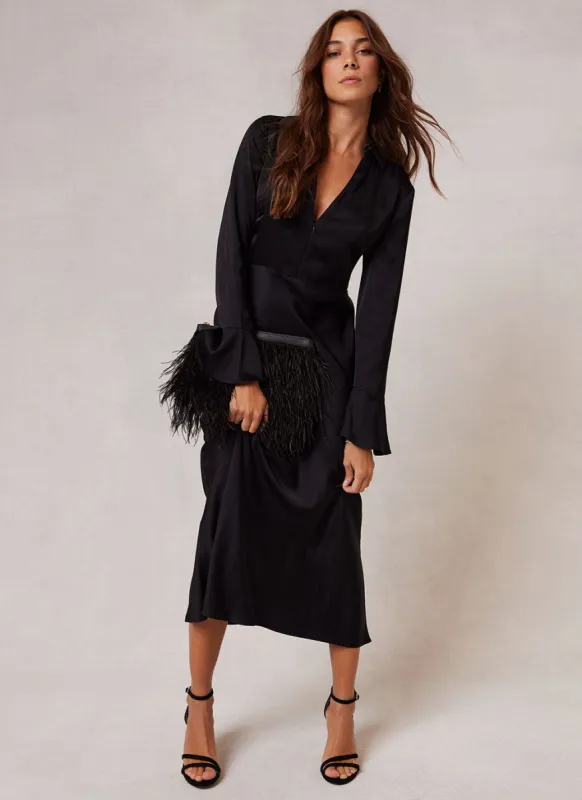 Black Fluted Midi Shirt Dress sold by Mint Velvet