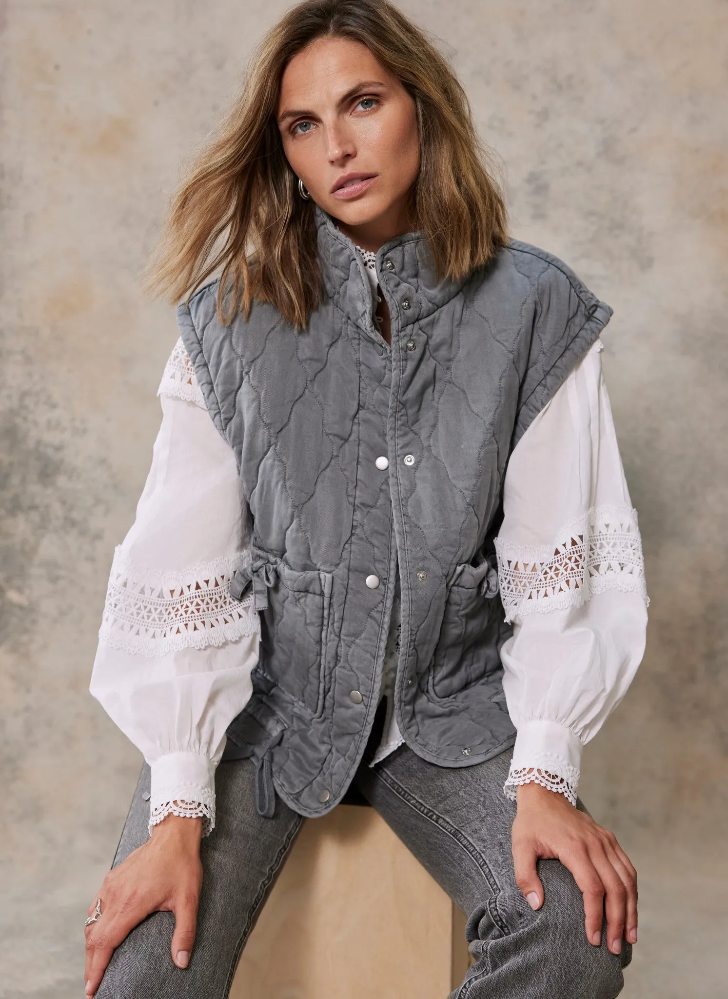 Grey Wash Quilted Gilet sold by Mint Velvet