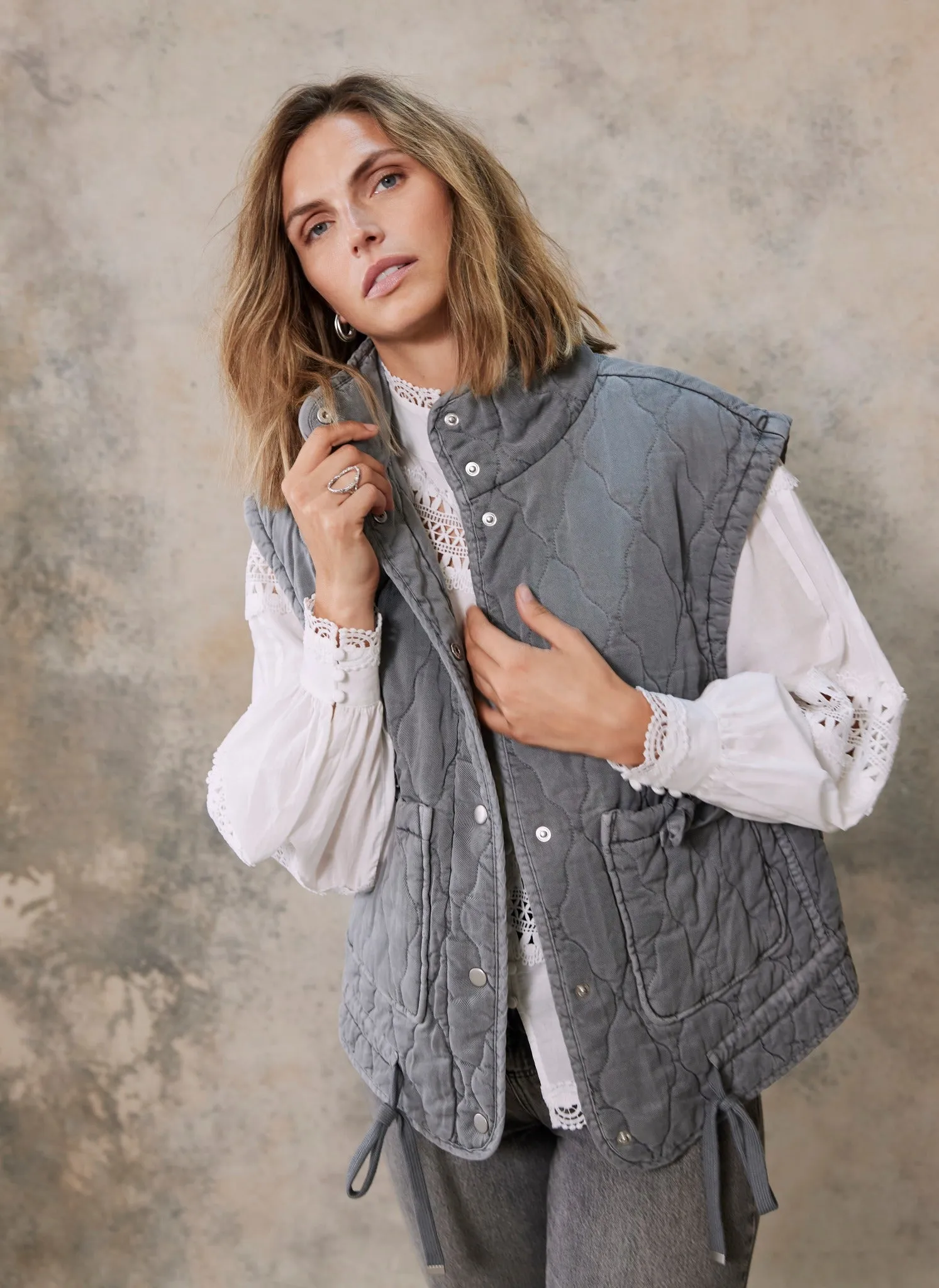 Grey Wash Quilted Gilet sold by Mint Velvet product image thumbnail 2