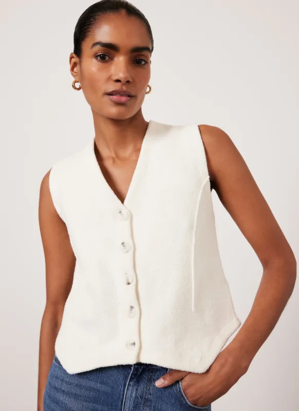 White Button Knit Waistcoat sold by Mint Velvet