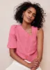 Pink Linen One Shoulder Top sold by Mint Velvet