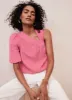Pink Linen One Shoulder Top sold by Mint Velvet
