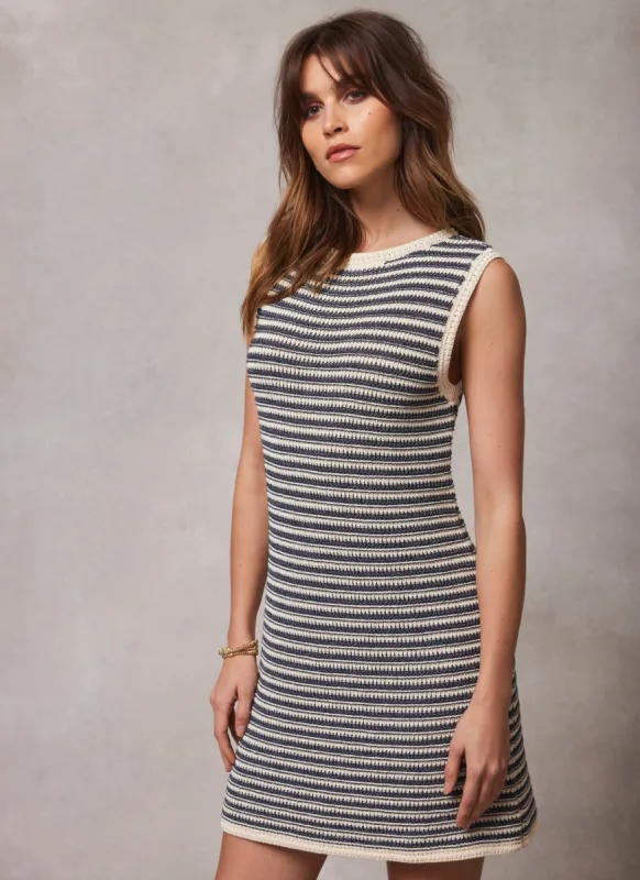 Cream Striped Cotton Blend Knit Dress sold by Mint Velvet