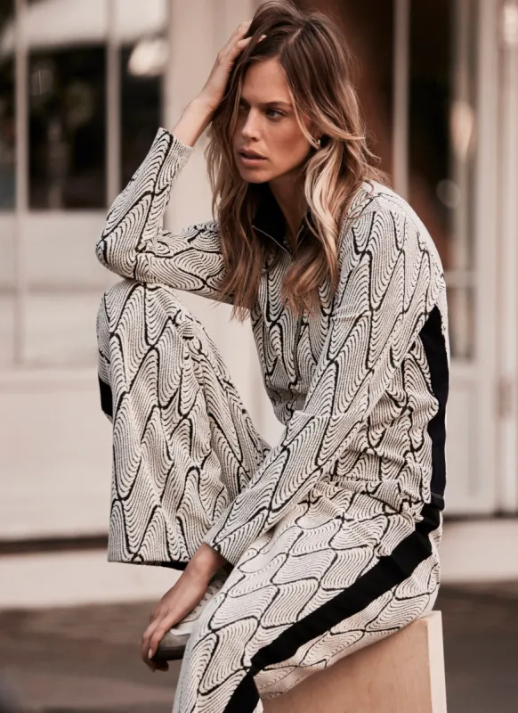 Black Jacquard Zip Top sold by Mint Velvet