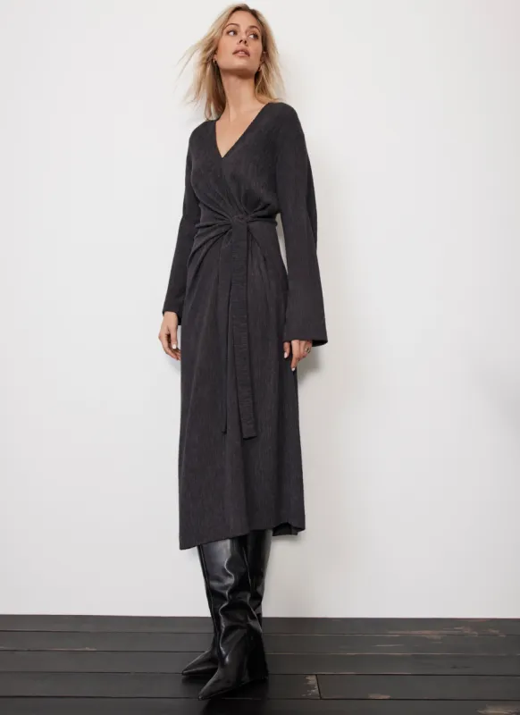 Grey Jersey Knot Detail Midi Dress sold by Mint Velvet