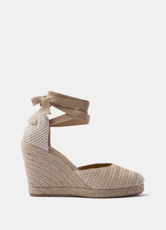 Cream Raffia Wedge Heels sold by Mint Velvet