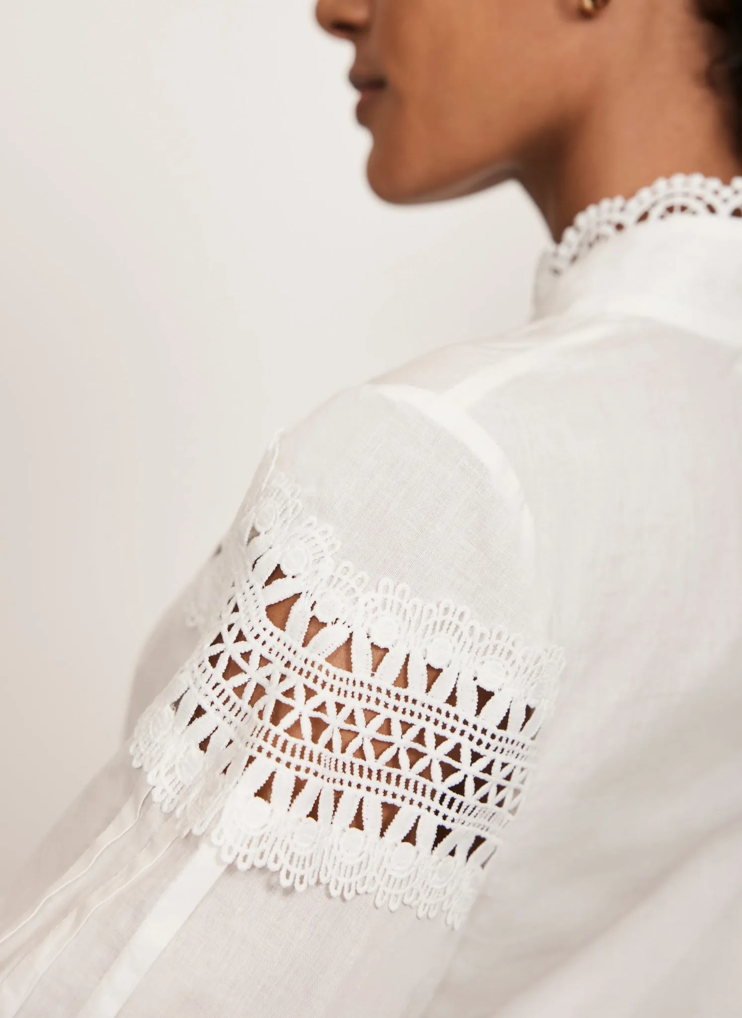 White Cotton Lace Detail Blouse sold by Mint Velvet product image thumbnail 5